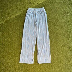 Ice Blue Plisse Wide Leg Pants